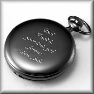 PERSONALIZED ANALOG POCKET WATCH WITH CHAIN INCLUDED CUSTOM ENGRAVED 