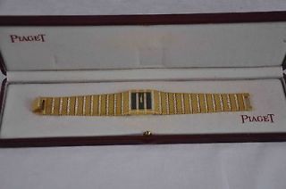 Mens Piaget Quartz Polo Watch 18k Gold Diamonds Onyx Dial With Box