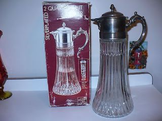   PLATED CUT GLASS CARAFE PITCHER F.B. ROGERS SILVER COMPANY BOX