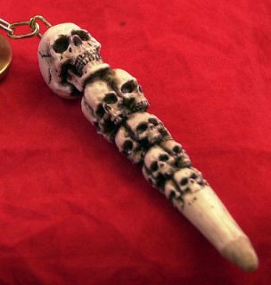 American Made Skull Key Chain Ring Spike Self Defence Kubaton Skeleton 