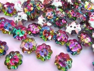 20 Multi Color Jewel Rhinestone 14mm Sewing Button/2 hole/sewing/trim 