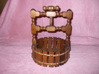 WOOD NUT BOWL W/BUILT IN NUTCRACKER WIS​HING WELL STYLE 11 TALL X 