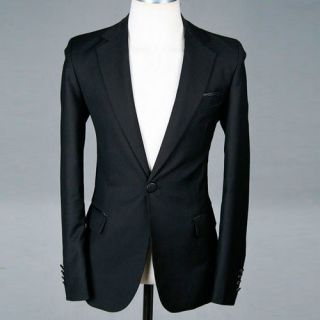 New Mens COOL slim fit wedding Formal Dress Suit Black