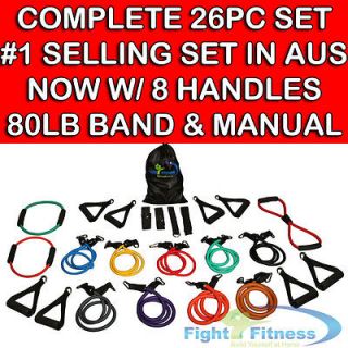 resistance fitness exercise bands tubes set kit p90x complete 26pc