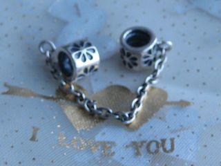 Authentic Pandora 925/ ALE Silver Bead Daisy Safety Chain #790385
