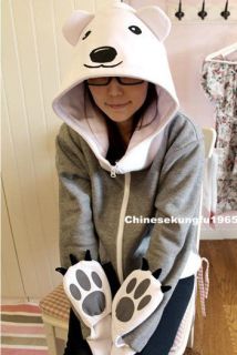 Shirokuma Cafe Café White Polar Bear Hoodies Paw Gloves Sweater 