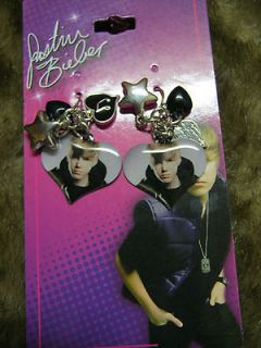 new justin bieber heart dangle earrings pop star teen idol