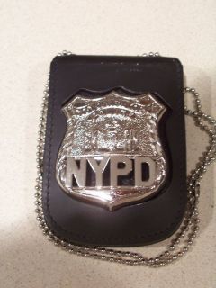 nypd officer style badge cut out id card neck hanger