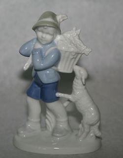 german gelold porcelain boy with sheep figurine  
