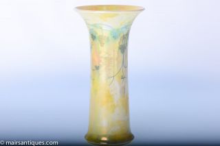 Beautiful Lilly Shape Ruskin Lustre Vase with Floral Decoration, Circa 