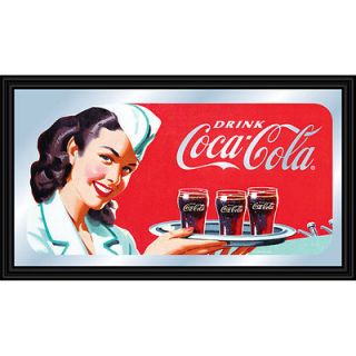 coca cola vintage art mirror waitress with tray coke time