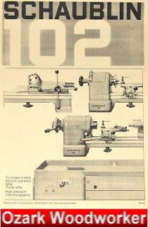 SCHAUBLIN No. 102 Series Precision Metal Lathe Catalog Manual 0645