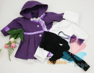 4PC Purple Coat Doll Clothes outfit for 18 american girl new