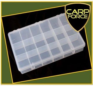CARP FORCE CLEAR PLASTIC FISHING TACKLE BOX QUALITY 18 COMPARTMENT 
