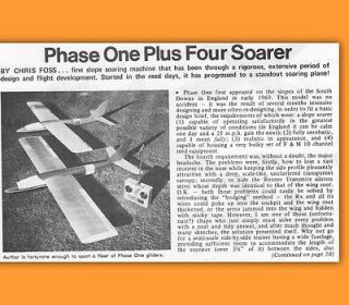 RC Glider Plan ** Phase One plus Four RC Slope Soarer Model 