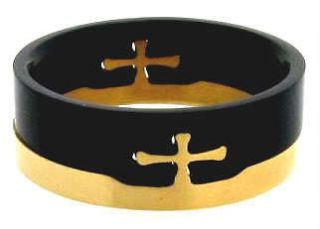 MENS TITANIUM BLACK & GOLD PUZZLE RING in sizes 8, 9, 10, 11, 12 