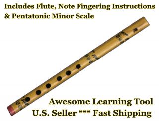 wooden bamboo flute hand crafted includ es fingering instruction scale