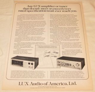 vintage luxman m 4000 c 1000 amplifier preamp print ad