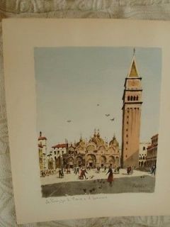   Watercolor Lithographs Signed & Numbered  La Piazza S.Marco e il Duomo
