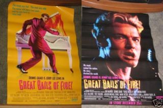 Great Balls of Fire 1989 VHS 2 Sided Movie Poster 26x38 Jerry Lee 