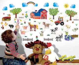   wall stickers (barn, tractor, horse, cow, hens, sheep)  removable