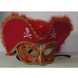 Red Pirate Hat Venetian Mask Gold Halloween Masks Masquerade Mardi 