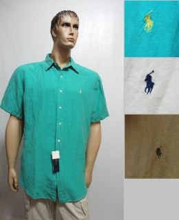 POLO Ralph Lauren Mens 7933995 Linen Silk Classic Fit SS Shirt S XXL 