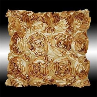 new gold 3d raised ribbon roses throw pillow cases