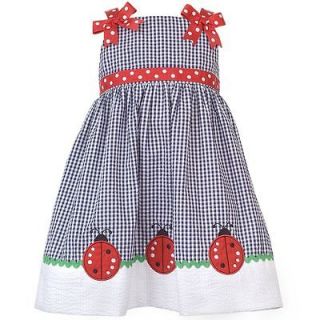 Rare Editions Baby Girls Ladybug Gingham Seersucker Boutique Dress 24M 