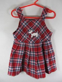 Baby Girls Red Scottie Scottish Dog Plaid Dress Pleated 24 Months 24M 