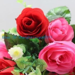 50 PCS Silk Roses Buds Wedding Bouquet Artificial Flowers (Red) F56