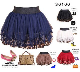 NEW 6 COLORS SEXY NOBLE LADY Leopard Elastic Waistband Tulle tutu 