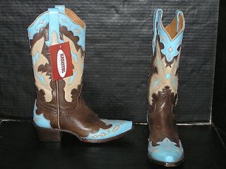 NEW LUCCHESE RESISTOL RANCH Cowboy Boots, Inlaid Wingtip Womens 6.5B 