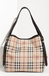   New Burberry Haymarket Purse Chocolate Brown Shoulder Check Tote Bag