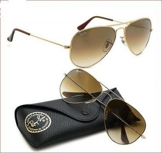 RAY BAN AVIATOR SUNGLASSES RB3025 001/51 Gold/Gradient Brown Lens 58mm 