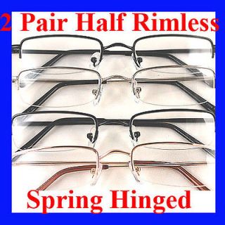 Newly listed 2 Pair READING GLASSES +1.75 Half Rimless Spring Hinged