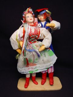 Unique Handmade Ethnic Polish Folk Art Dolls Figurine Old Vtg 
