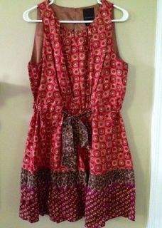 Anthropologie Silk Fiery Tiers Dress Anna Sui Silk Geometric 12 XL 
