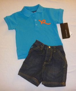 Rocawear boys shirt shorts sz 3 6 months NWT $42 orange blue jeans 