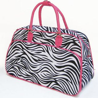 zebra gym duffle bag luggage carry on overnight pink time