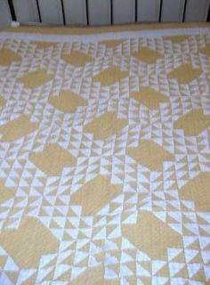 Vintage Hand Stitched Mustard Color Patchwork Quilt Cut or Repair