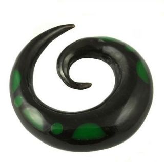 330 spiral green gauges piercings earrings plugs horn bone organic 