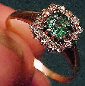 georgian 14k glass emerald diamonds ring c1780 1800 from canada