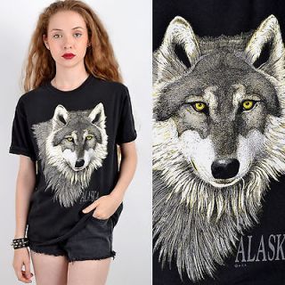   Novelty WOLF Oversized SOFT Slouchy T SHIRT Top S M L Revival BLACK