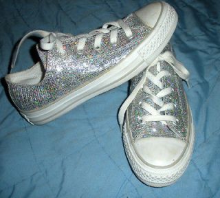 CONVERSE GLITTER SILVER SNEAKERS SIZE 6 WOMENS YOUTH EEUC WORN ONCE