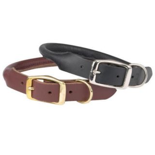 casual canine rolled leather dog collar round pet collars black