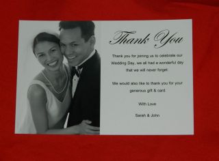TW1 Personalised Wedding Photo Thank you cards Notes Postcard Style