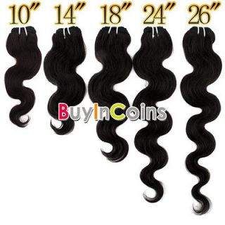   14 18 24 26 Remy Body Human Hair Wave Weaving Weft Extensions #1B