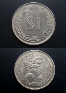   Singapore Lion statue 1 $ one dollar Copper Nickel big coin (SC 51