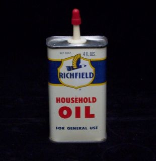 RARE VINTAGE 1960S RICHFIELD HOUSEHOLD OIL TIN EXCELLENT CONDITION